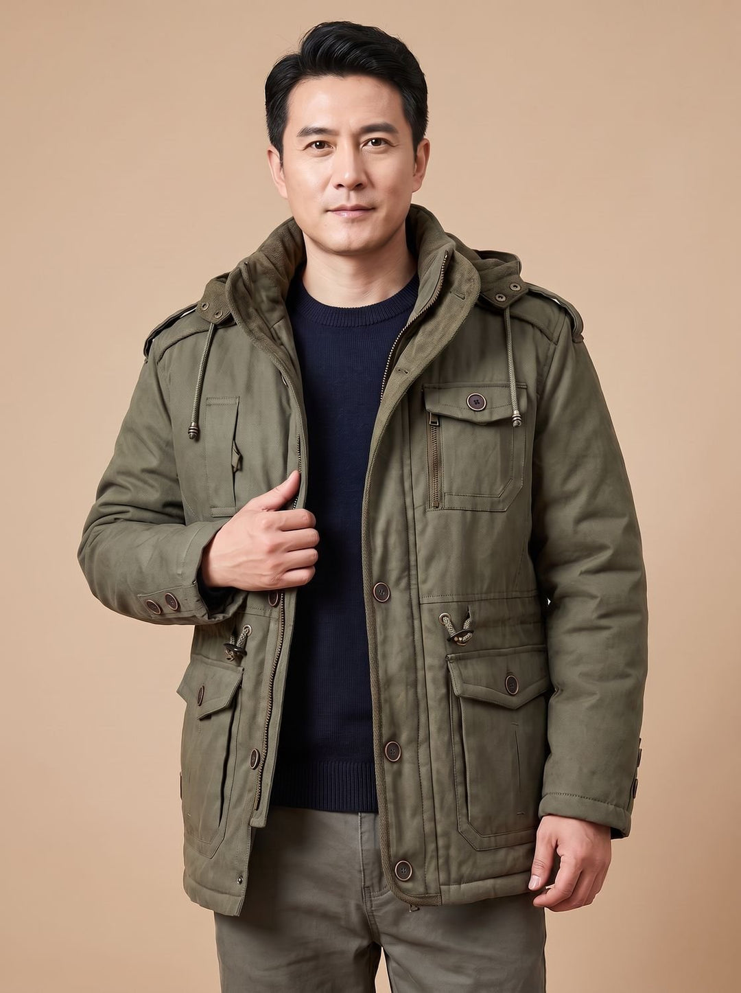 Garrett | Hooded Insulated Military Parka with Multi Pockets