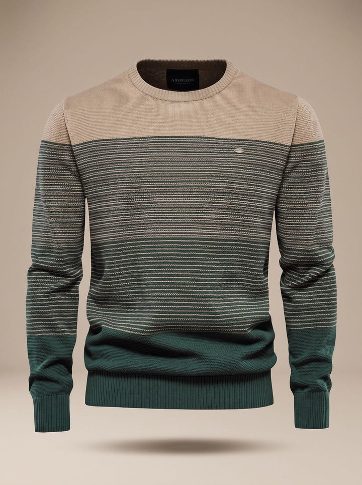 Emerson | Striped Color-Block Crew-Neck Knit Sweater
