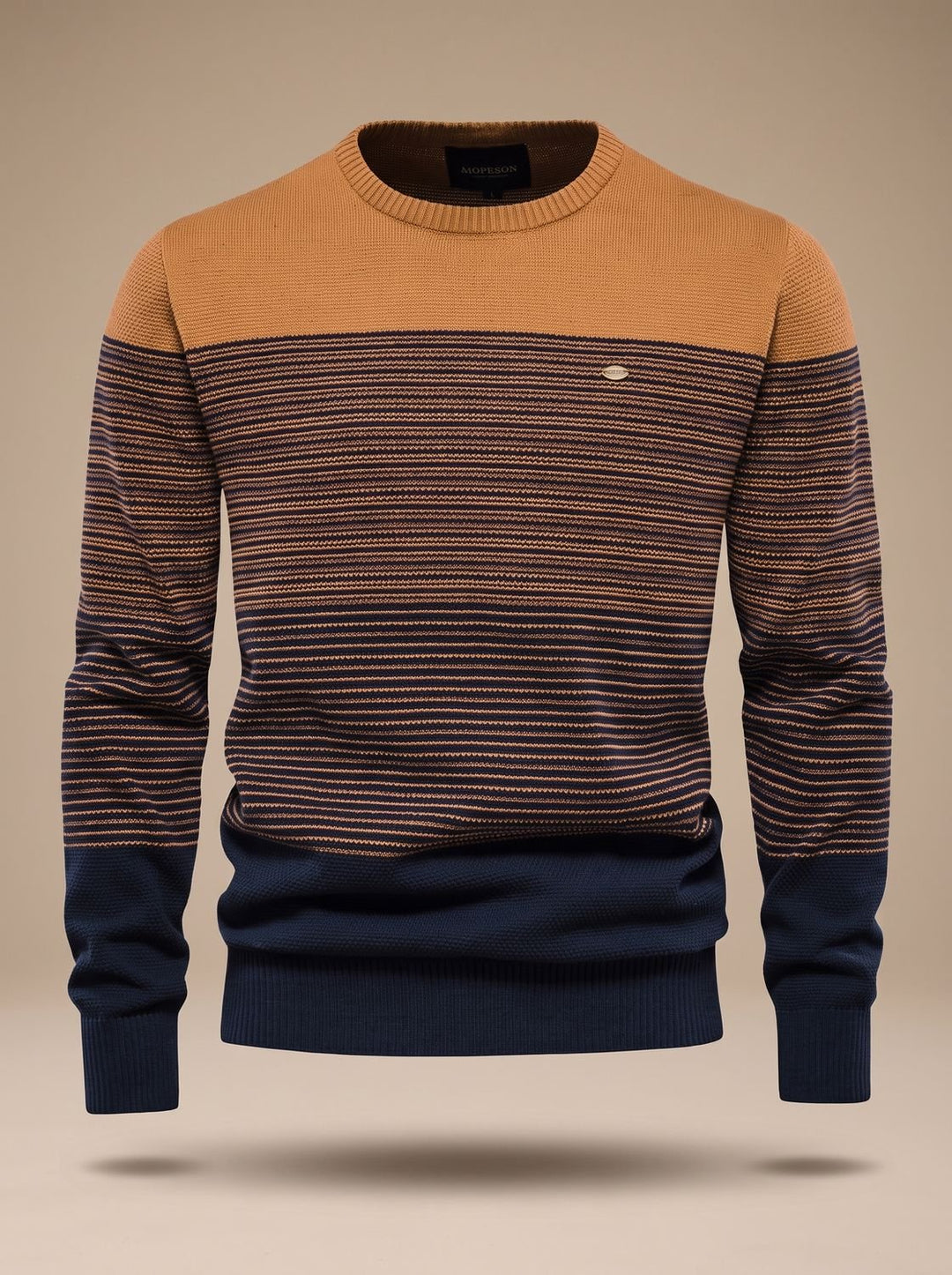 Emerson | Striped Color-Block Crew-Neck Knit Sweater