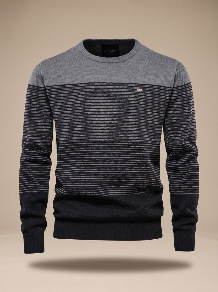 Emerson | Striped Color-Block Crew-Neck Knit Sweater