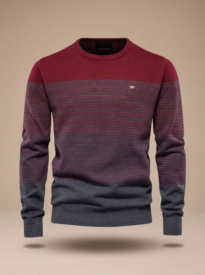 Emerson | Striped Color-Block Crew-Neck Knit Sweater