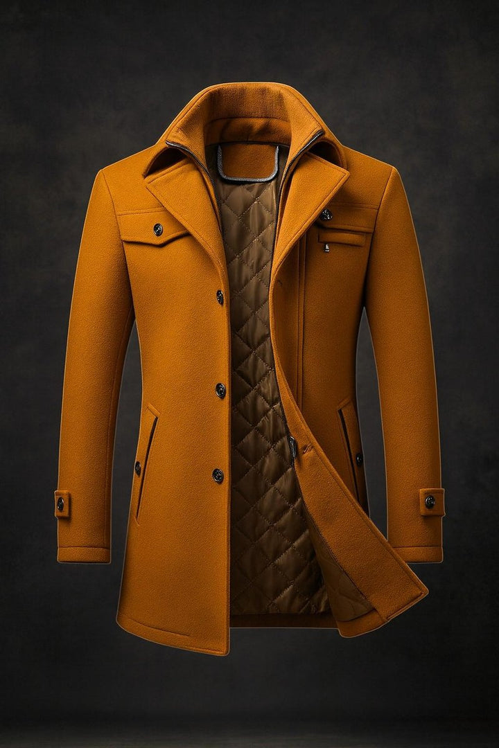Conrad | Wool Winter Coat with Double-Layer Collar and Quilted Lining