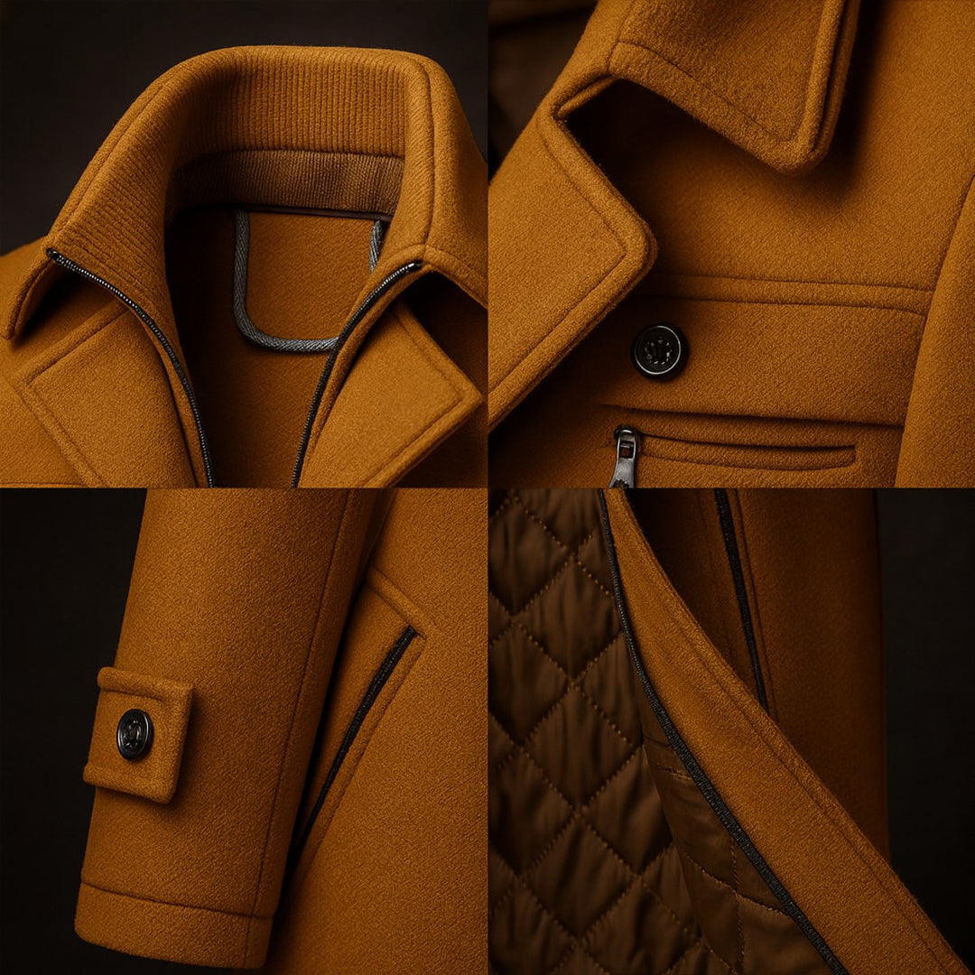 Conrad | Wool Winter Coat with Double-Layer Collar and Quilted Lining