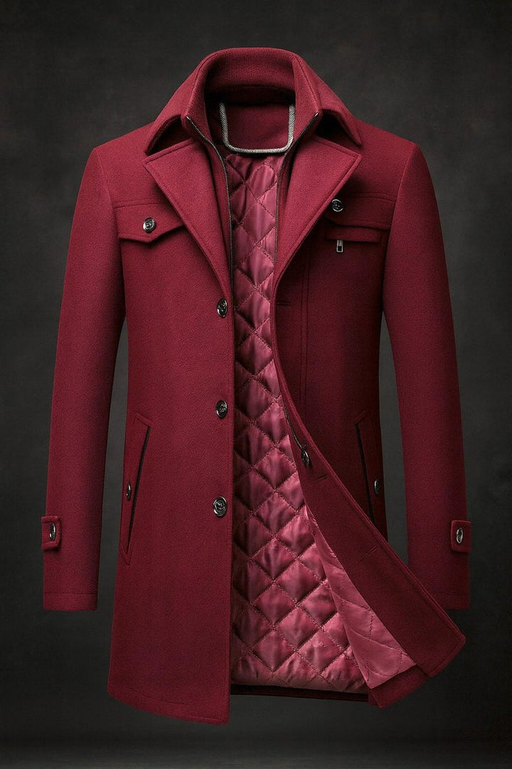 Conrad | Wool Winter Coat with Double-Layer Collar and Quilted Lining