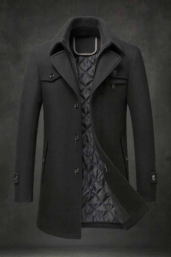 Conrad | Wool Winter Coat with Double-Layer Collar and Quilted Lining