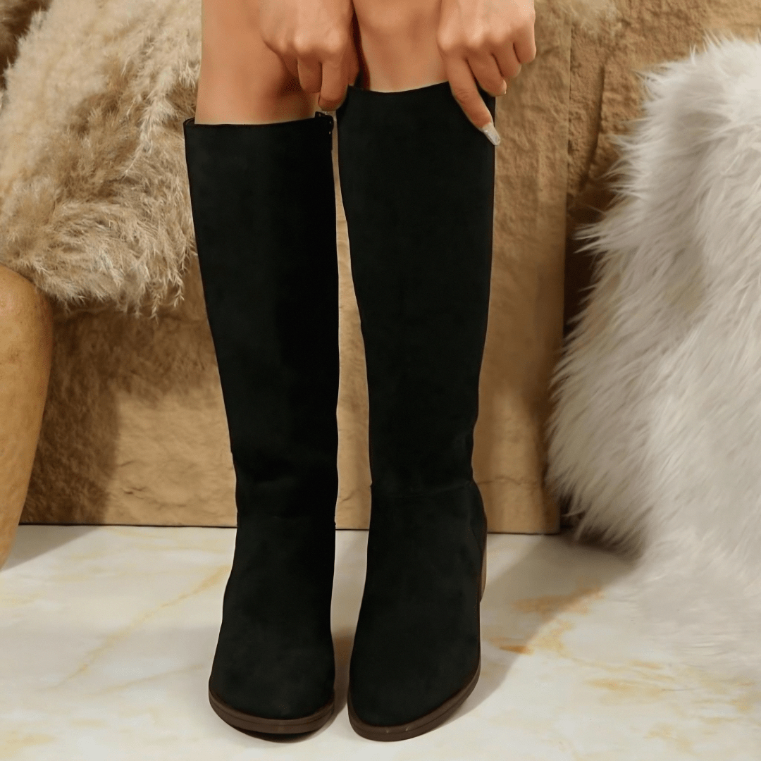 Everly | Wide-Calf Knee-High Pull-On Boots with Block Heel