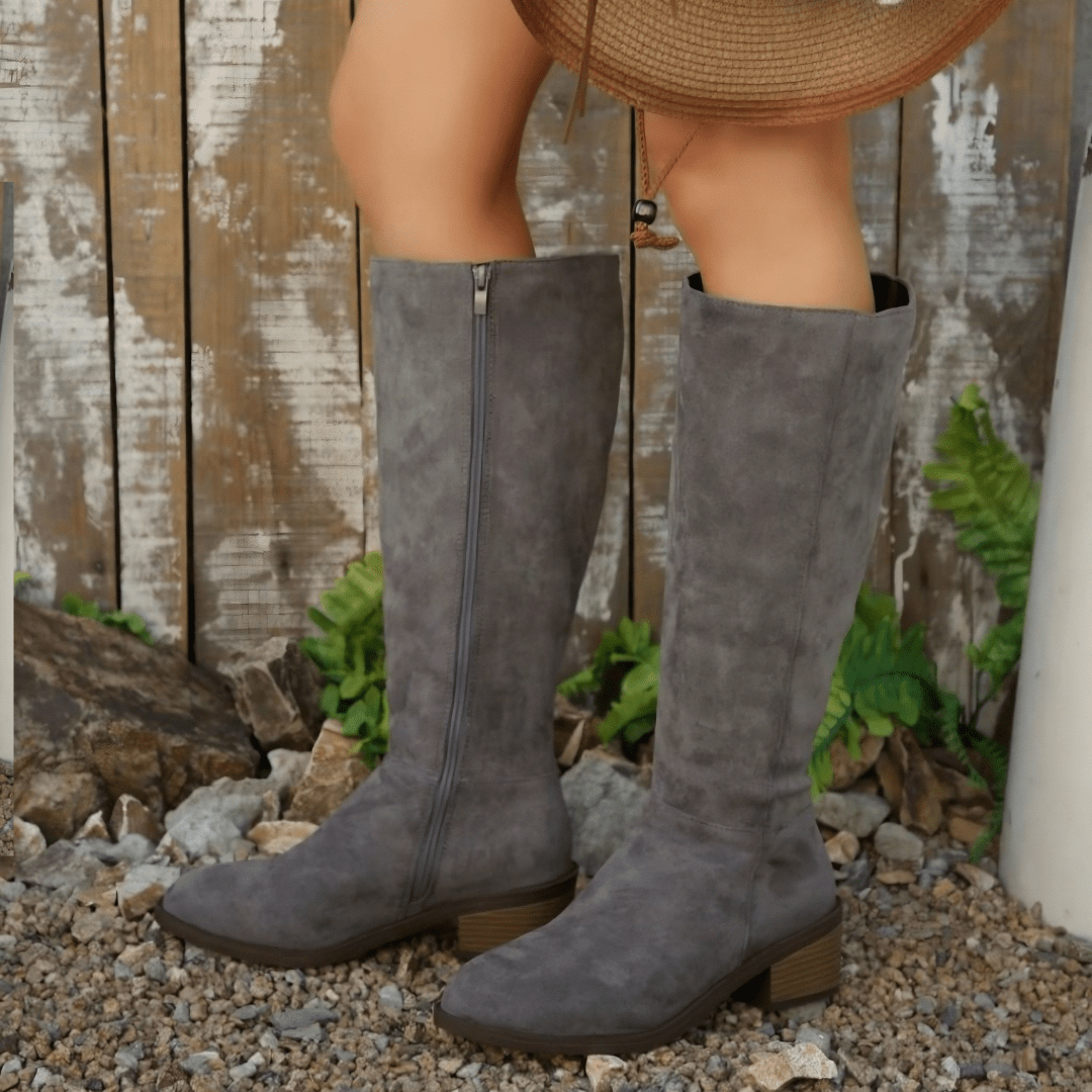Everly | Wide-Calf Knee-High Pull-On Boots with Block Heel