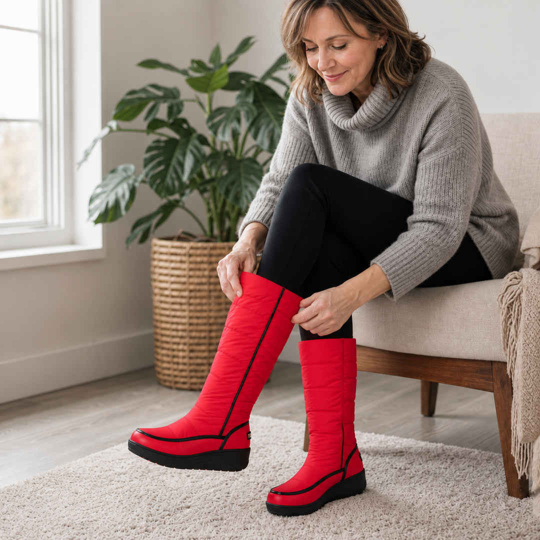 Emmy | Quilted Knee-High Winter Boots with Lug Sole