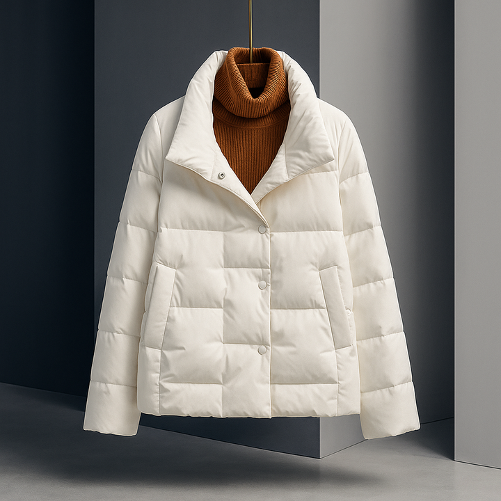 Dove | Lightweight Quilted Puffer Jacket with Button Collar