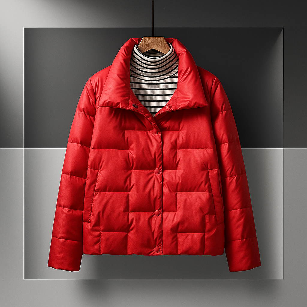 Dove | Lightweight Quilted Puffer Jacket with Button Collar