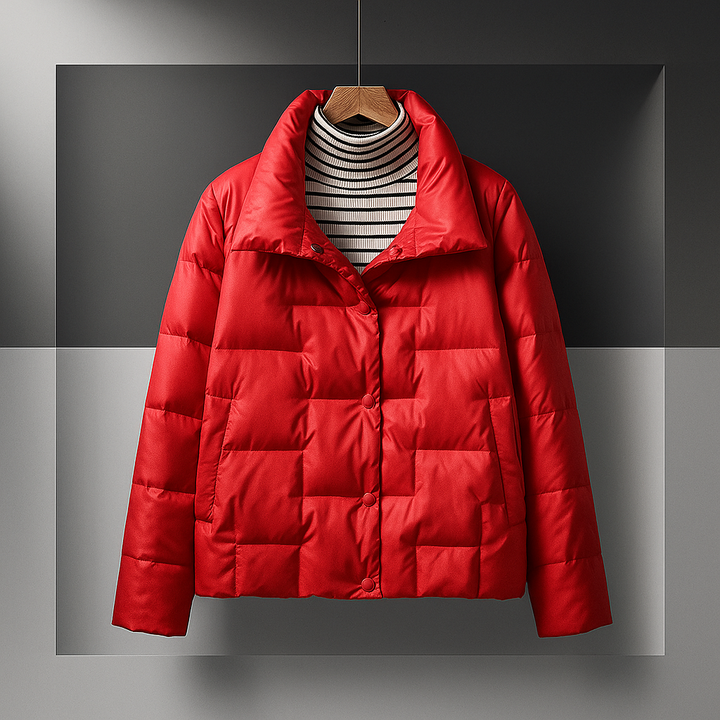 Dove | Lightweight Quilted Puffer Jacket with Button Collar