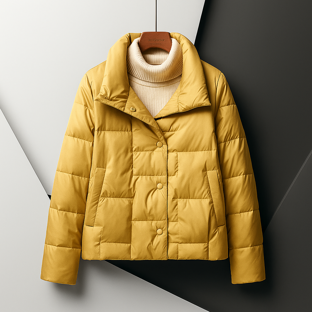 Dove | Lightweight Quilted Puffer Jacket with Button Collar