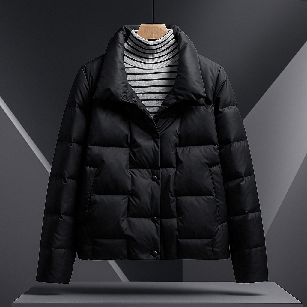 Dove | Lightweight Quilted Puffer Jacket with Button Collar