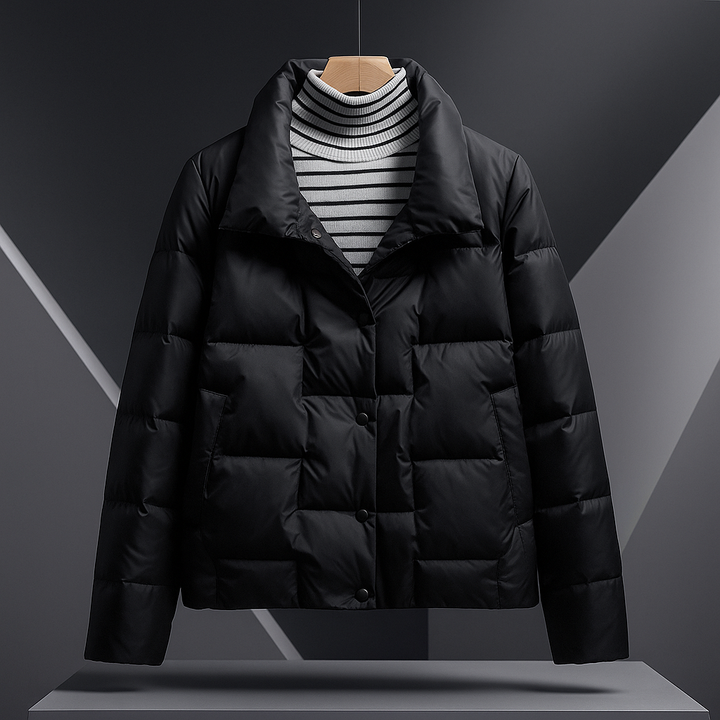 Dove | Lightweight Quilted Puffer Jacket with Button Collar