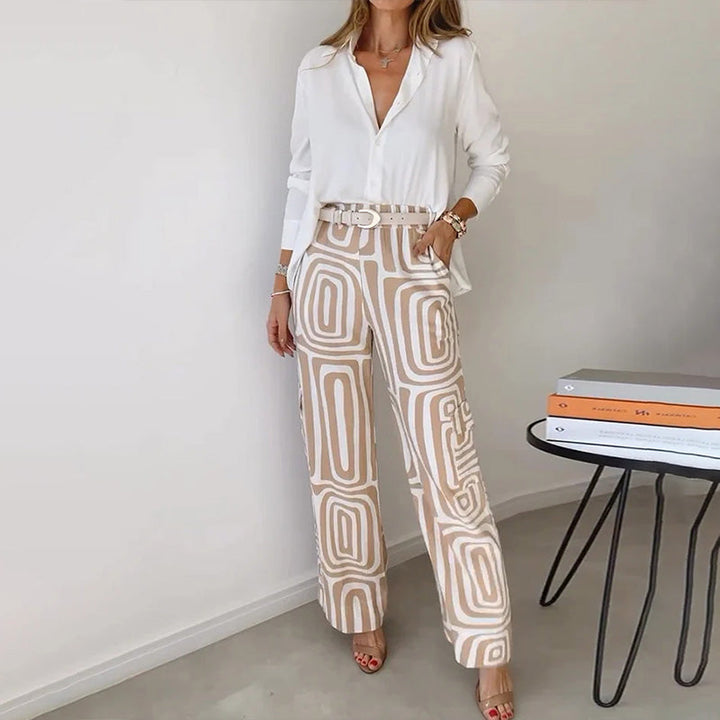 Brooke | Shirt and Patterned Pants Two-Piece Set