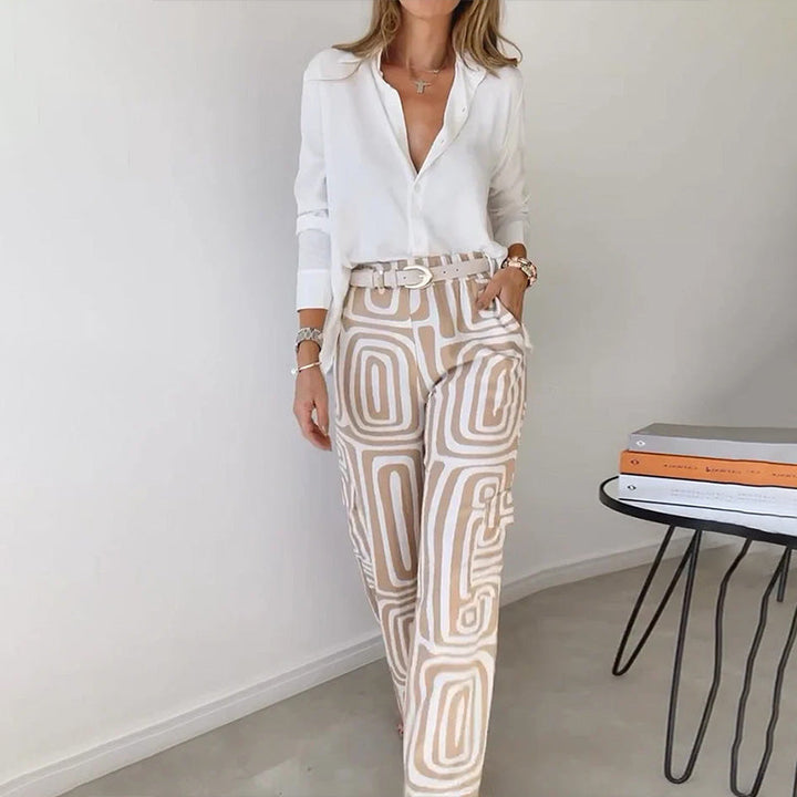 Brooke | Shirt and Patterned Pants Two-Piece Set