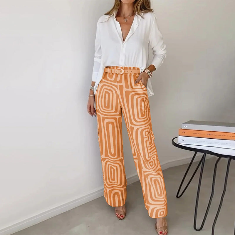 Brooke | Shirt and Patterned Pants Two-Piece Set
