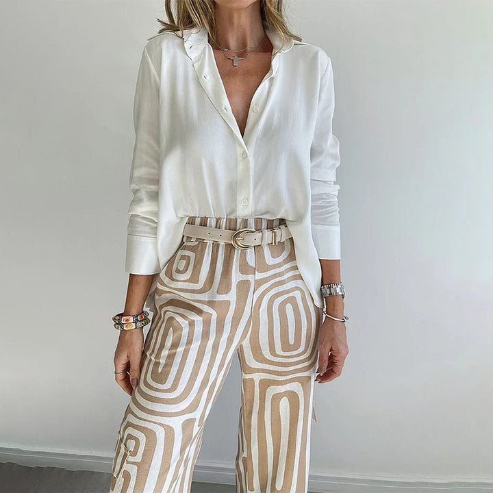 Brooke | Shirt and Patterned Pants Two-Piece Set