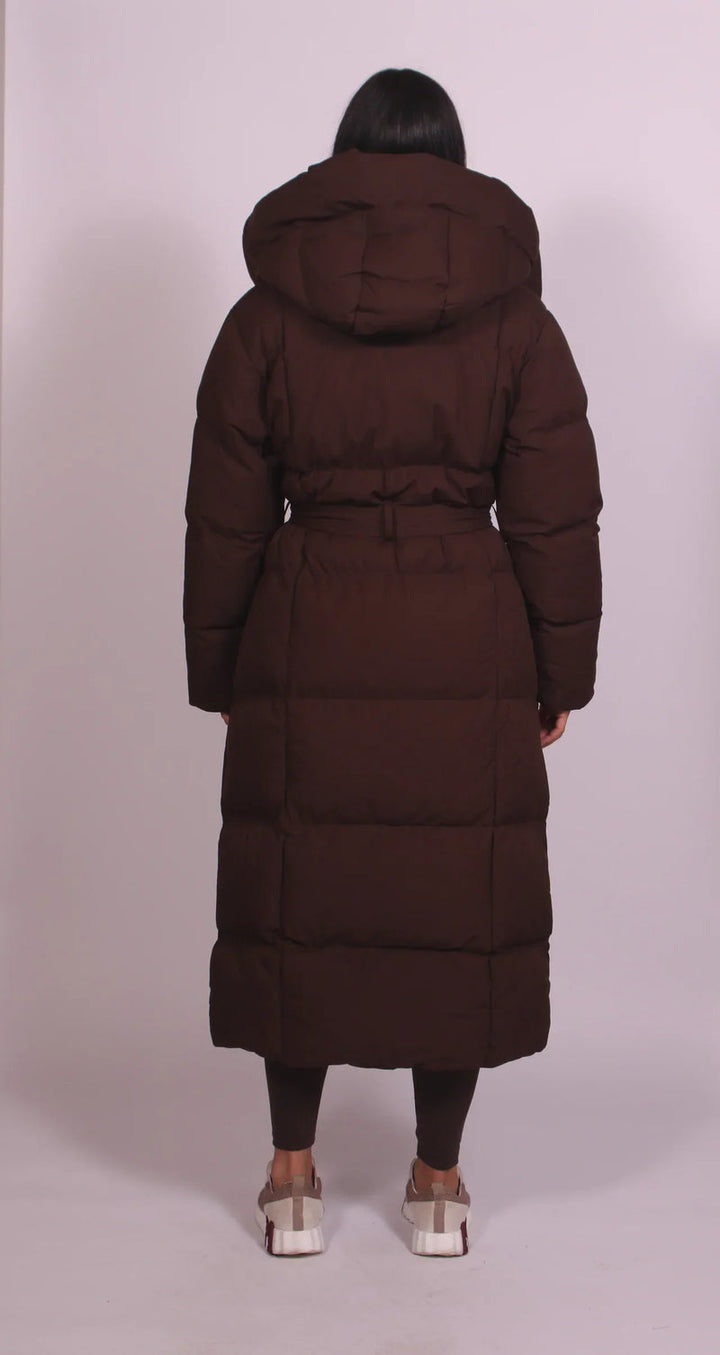 Coralie | Hooded Belted Maxi Puffer Coat