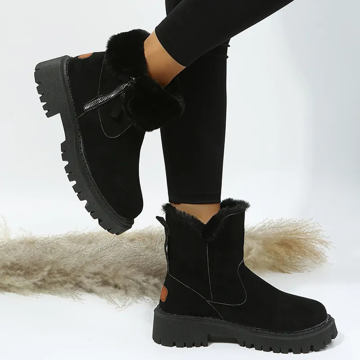 Halle | Faux Fur-Trim Lug Sole Winter Snow Boots