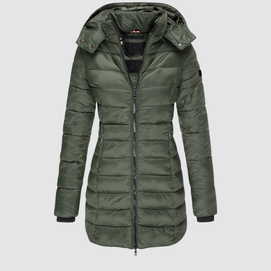 Nadine | Fitted Mid-Length Puffer Jacket with Detachable Hood