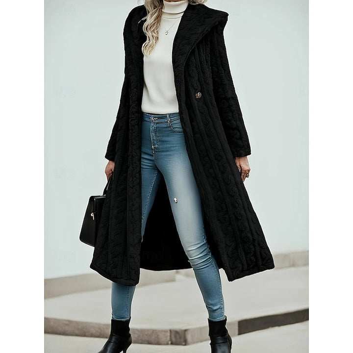 Hester | Hooded Long Faux-Fur Coat with Notched Collar