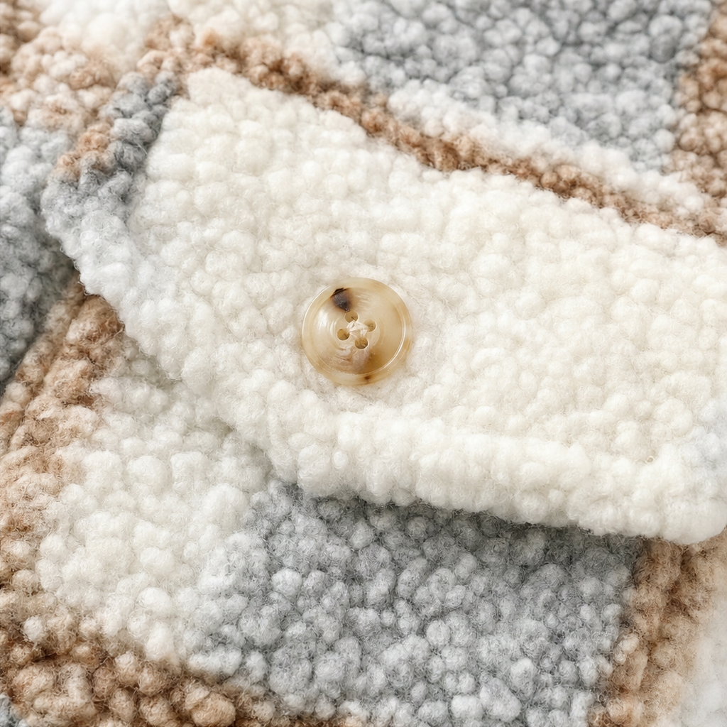 Goldie | Plaid Sherpa Mid-Length Winter Coat