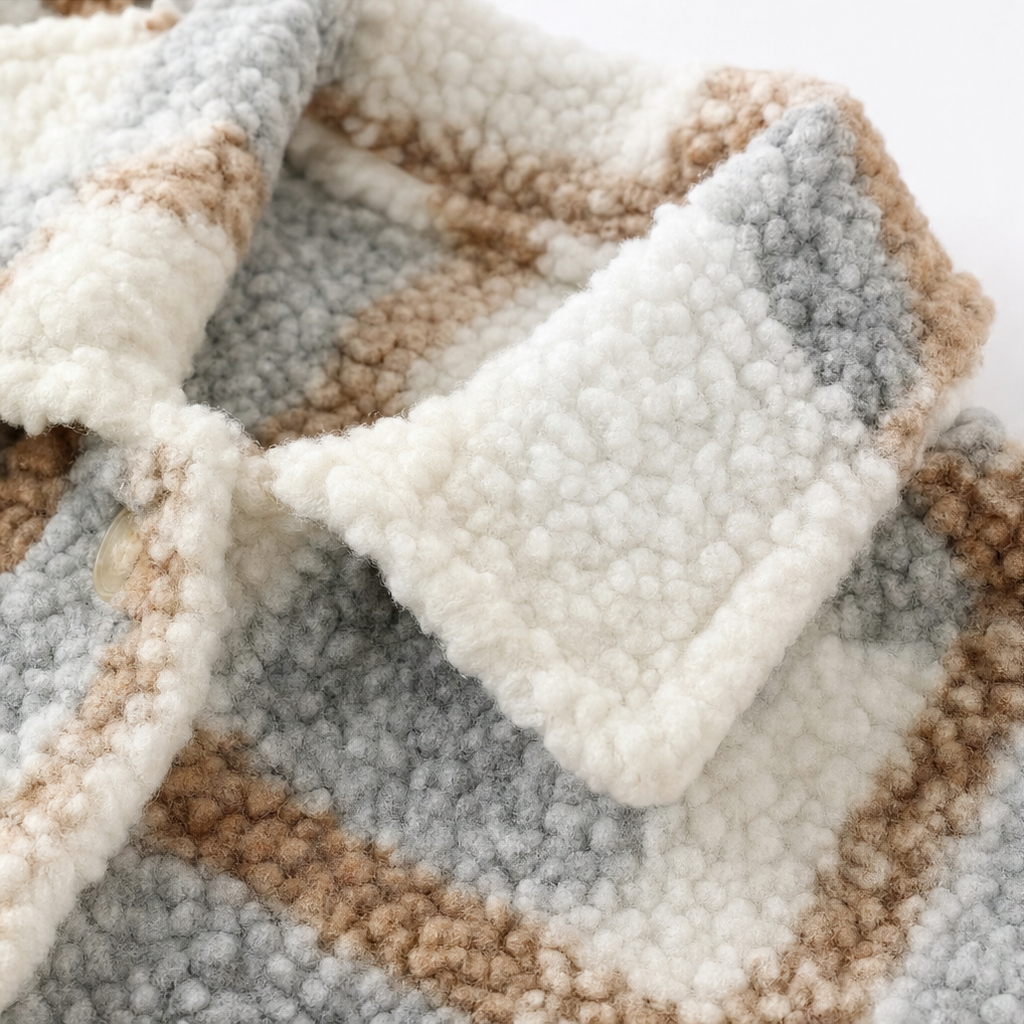 Goldie | Plaid Sherpa Mid-Length Winter Coat