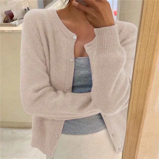 Dorothy | Cropped Brushed Knit Button-Front Cardigan