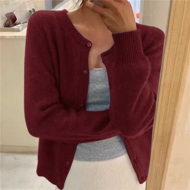 Dorothy | Cropped Brushed Knit Button-Front Cardigan