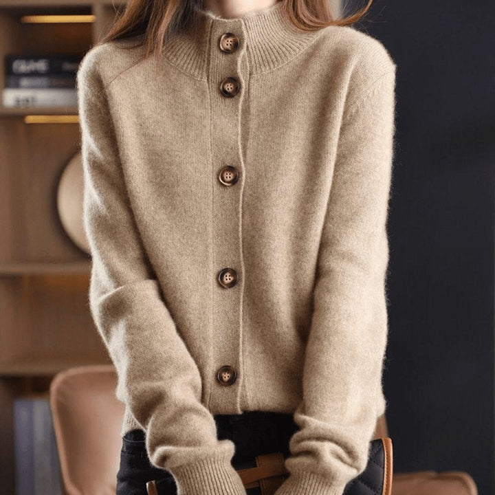 Whitney | Cashmere Blend Mock-Neck Button-Front Cardigan