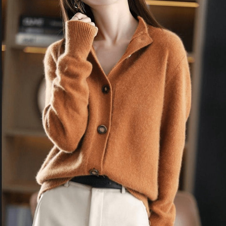 Whitney | Cashmere Blend Mock-Neck Button-Front Cardigan