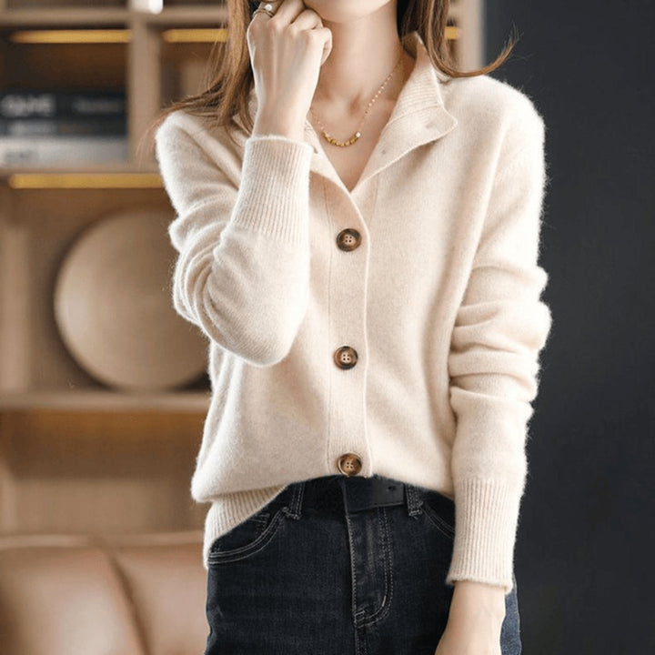 Whitney | Cashmere Blend Mock-Neck Button-Front Cardigan