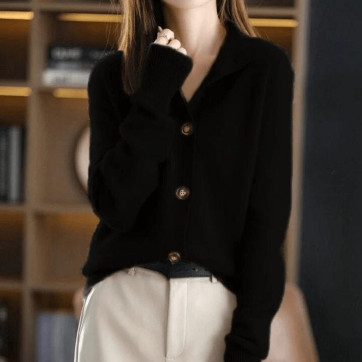 Whitney | Cashmere Blend Mock-Neck Button-Front Cardigan