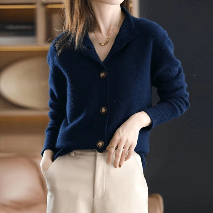 Whitney | Cashmere Blend Mock-Neck Button-Front Cardigan