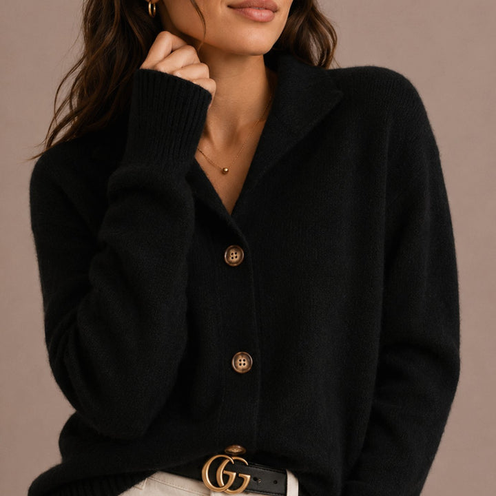 Lucille | Collared Button-Up Relaxed Knit Cardigan