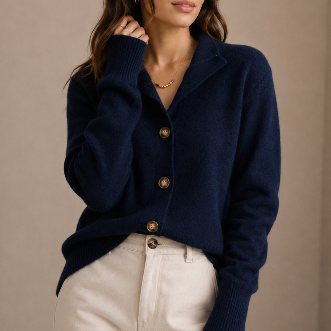 Lucille | Collared Button-Up Relaxed Knit Cardigan