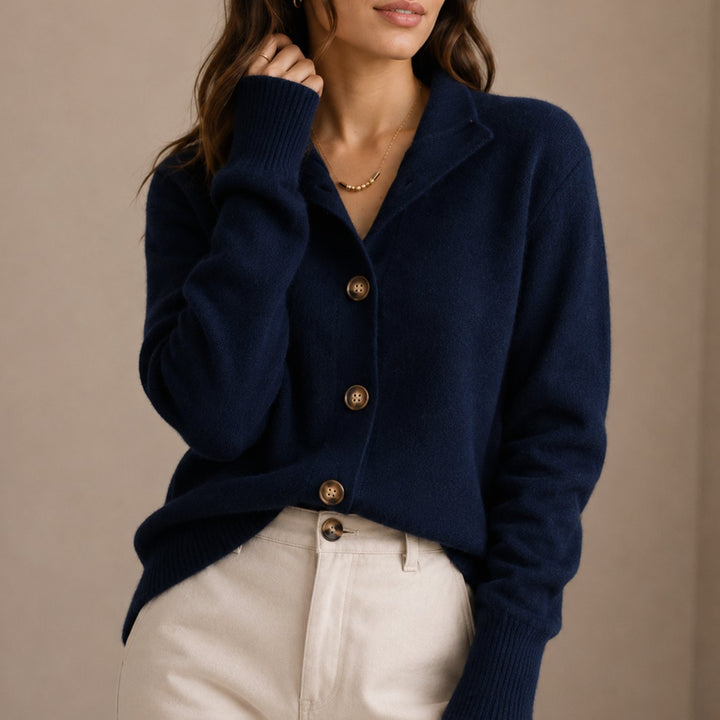 Lucille | Collared Button-Up Relaxed Knit Cardigan