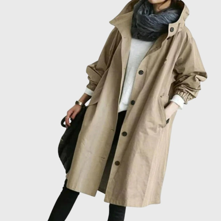 Giulia | Hooded Waterproof Relaxed-Fit Long Trench Coat