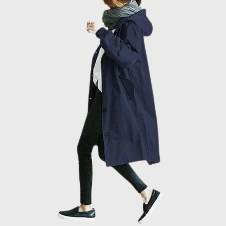 Giulia | Hooded Waterproof Relaxed-Fit Long Trench Coat