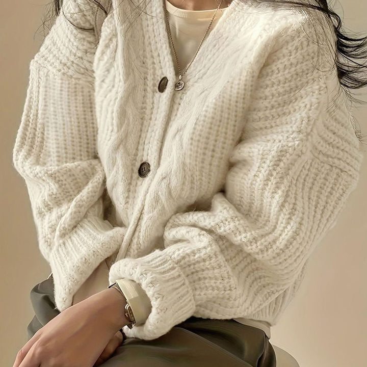 Ursula | Oversized Cable-Knit Button-Front Cardigan