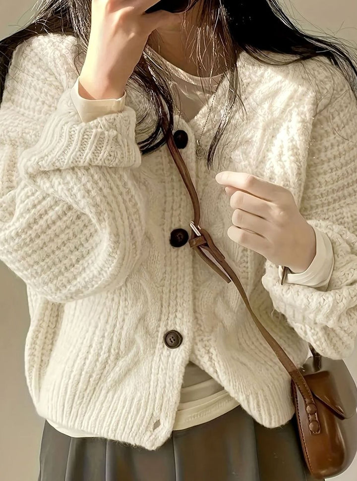 Ursula | Oversized Cable-Knit Button-Front Cardigan