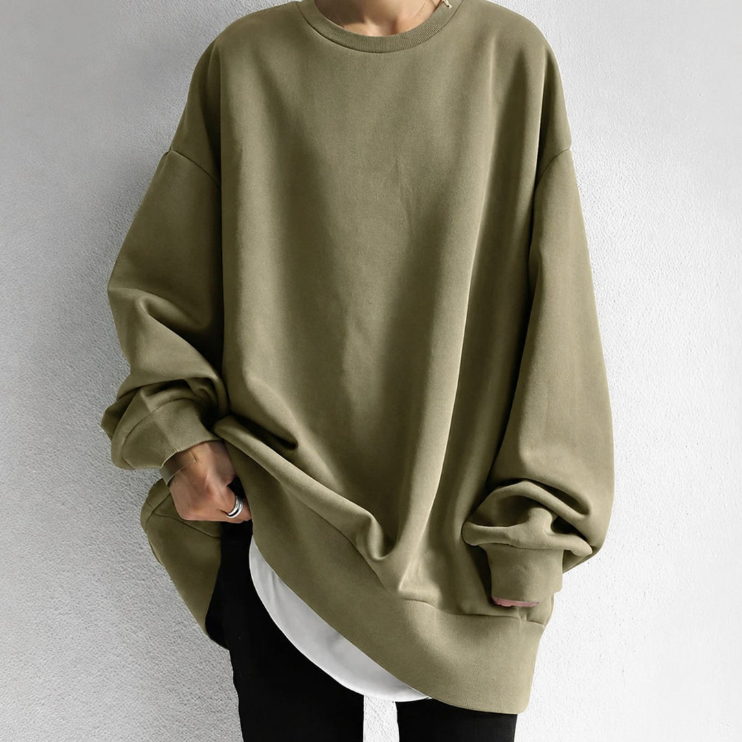 Odelia | Oversized Drop-Shoulder Crew-Neck Tunic Sweater