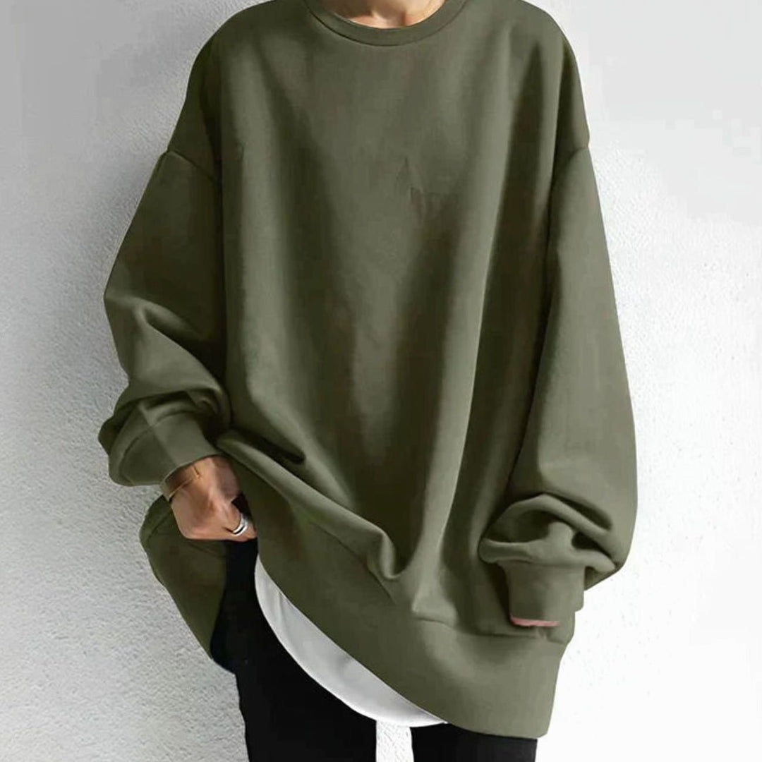 Odelia | Oversized Drop-Shoulder Crew-Neck Tunic Sweater