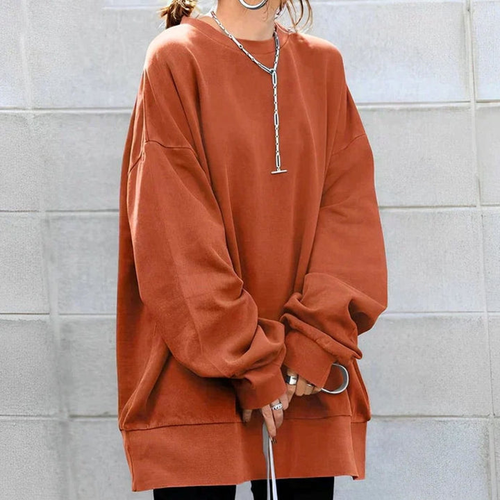 Odelia | Oversized Drop-Shoulder Crew-Neck Tunic Sweater