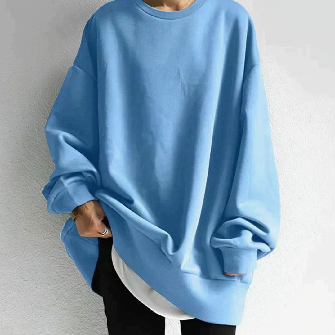 Odelia | Oversized Drop-Shoulder Crew-Neck Tunic Sweater