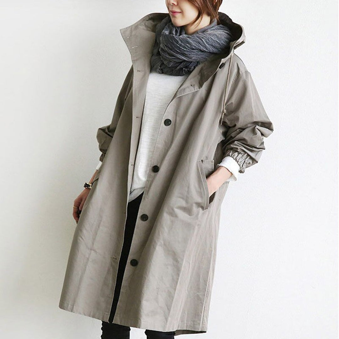 Rhiannon | Oversized Water-Resistant Button-Front Trench Coat