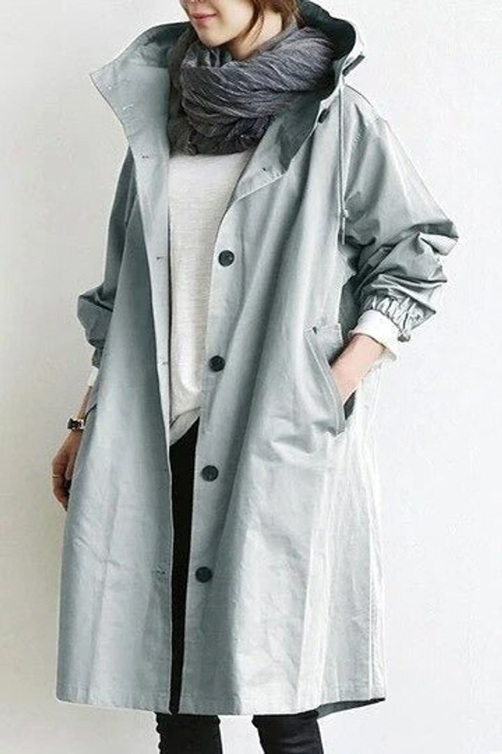 Rhiannon | Oversized Water-Resistant Button-Front Trench Coat