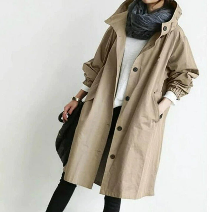 Rhiannon | Oversized Water-Resistant Button-Front Trench Coat