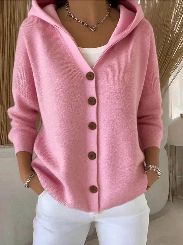 Bernadette | Hooded Relaxed-Fit Button-Front Knit Cardigan